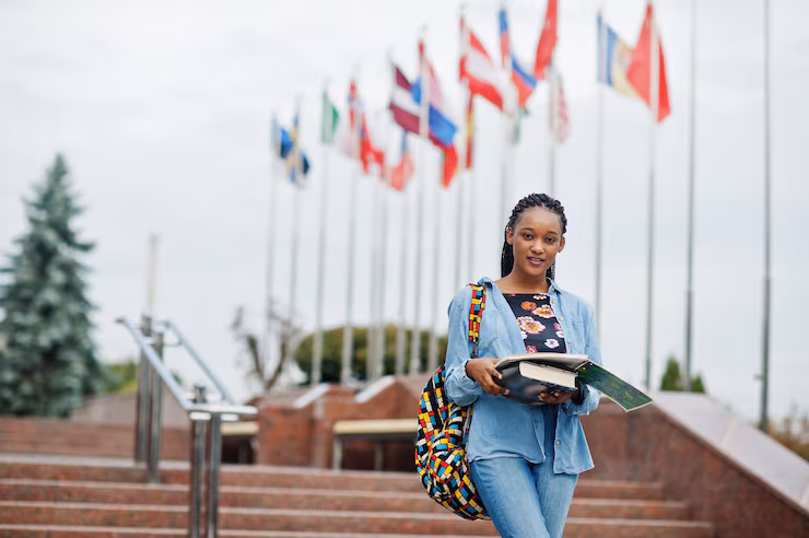 Student with a backpack